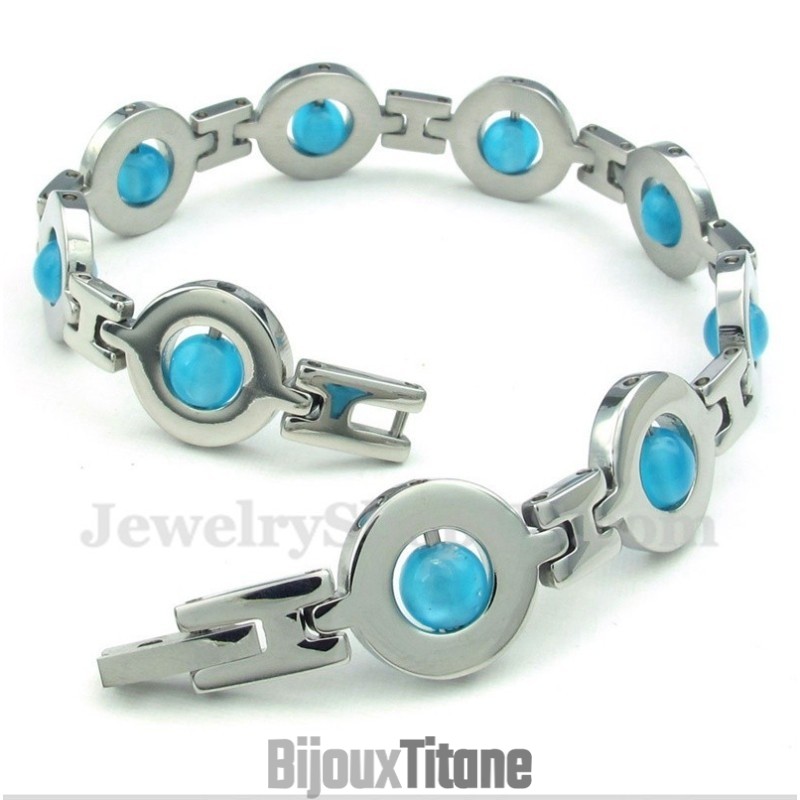 Bracelet Homme En Perles Rondes Bleues En Titane Bracelet Homme En Perles Rondes Bleues En Titane
