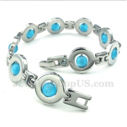 Bracelet Homme En Perles Rondes Bleues En Titane