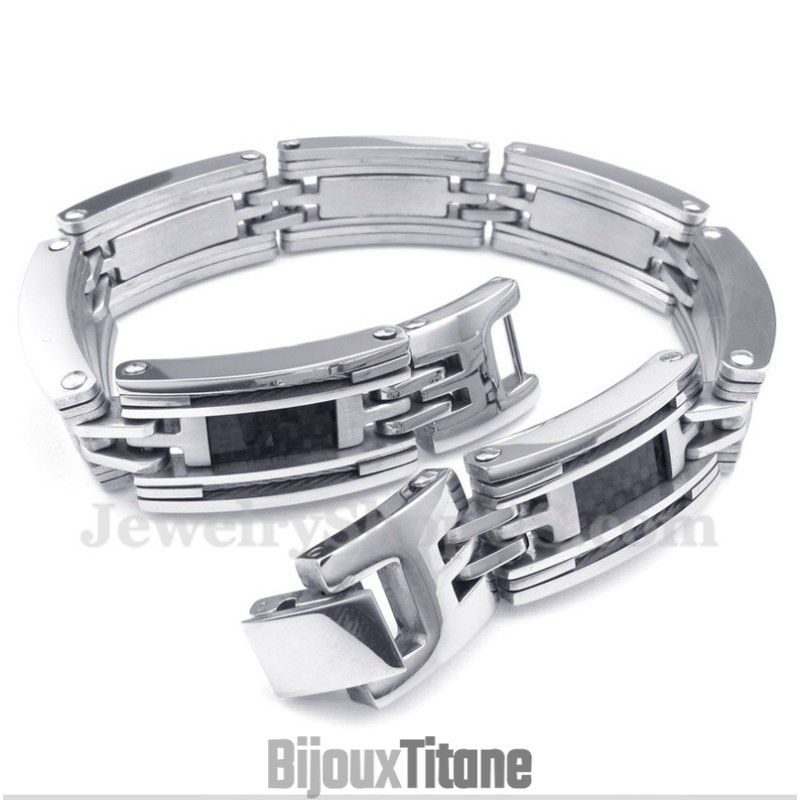Bracelet Homme En Titane Et Fibre De Carbone