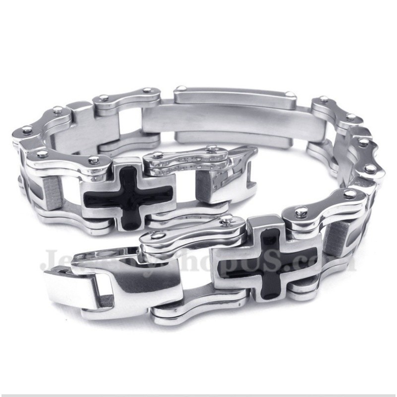 Bracelet Homme Croix Noire En Titane Bracelet Homme Croix Noire En Titane