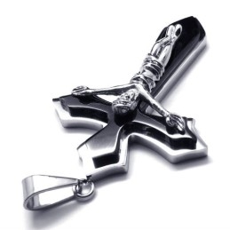 Pendentif Croix En Titane À Deux Couches (Argent)