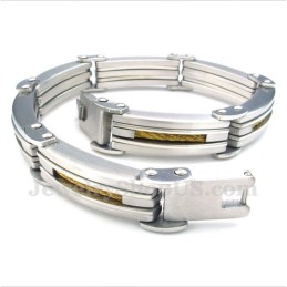 Bracelet Câble En Titane Et Or Pour Homme