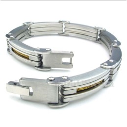 Bracelet Câble En Titane Et Or Pour Homme