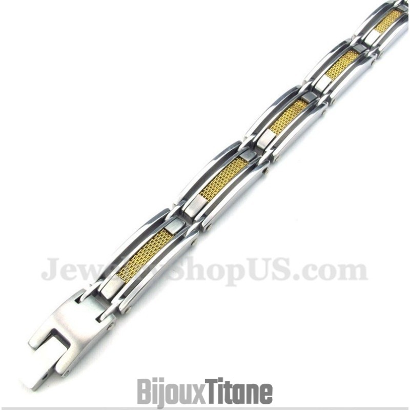 Bracelet Câble En Titane Et Or Pour Homme Bracelet Câble En Titane Et Or Pour Homme