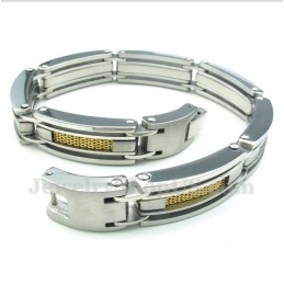 Bracelet Câble En Titane Et Or Pour Homme