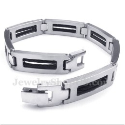Bracelet Câble Noir En Titane Pour Homme