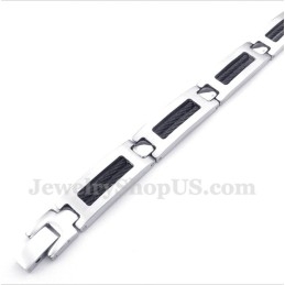 Bracelet Câble Noir En Titane Pour Homme