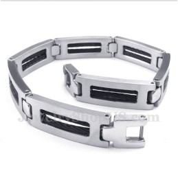 Bracelet Câble Noir En Titane Pour Homme