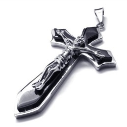Pendentif Croix En Titane À Deux Couches (Argent)