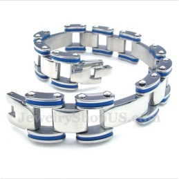 Bracelet En Caoutchouc Bleu Titane Pour Homme