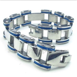 Bracelet En Caoutchouc Bleu Titane Pour Homme
