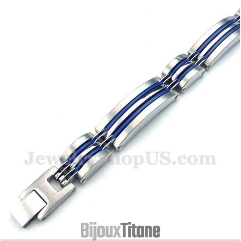 Bracelet Homme En Titane Bleu