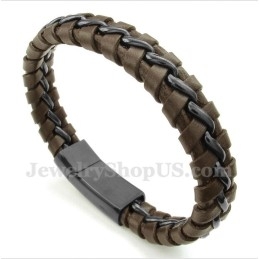 Bracelet En Cuir Et Titane Pour Homme