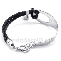 Bracelet En Cuir Et Titane Pour Homme