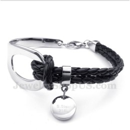Bracelet En Cuir Et Titane Pour Homme