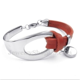 Bracelet En Cuir Et Titane Pour Homme