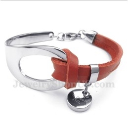 Bracelet En Cuir Et Titane Pour Homme