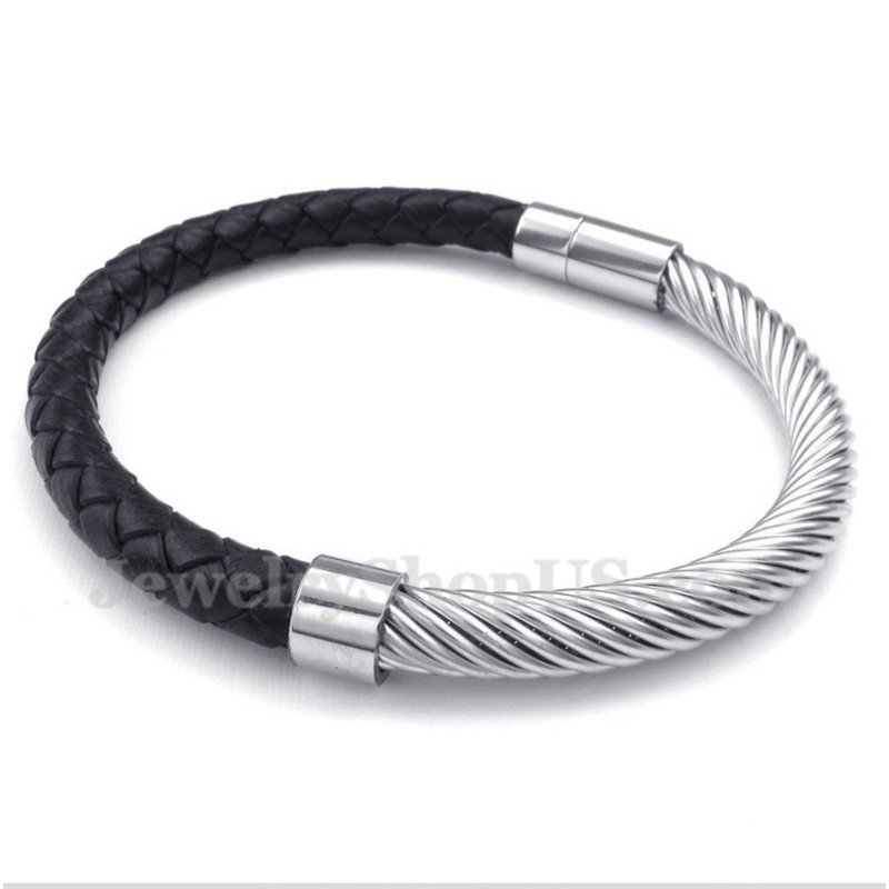 Bracelet En Cuir Et Titane Pour Homme Bracelet En Cuir Et Titane Pour Homme