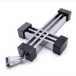 Pendentif Croix Tissée En Titane De Style Nouveau (Noir)