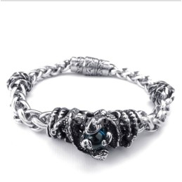 Bracelet Homme En Titane Moulé Avec Diamants Bleus