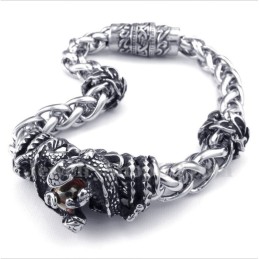 Bracelet Homme En Titane Moulé Avec Diamants Rouges