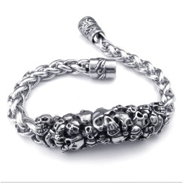 Bracelet Tête De Mort Moulée En Titane Pour Homme