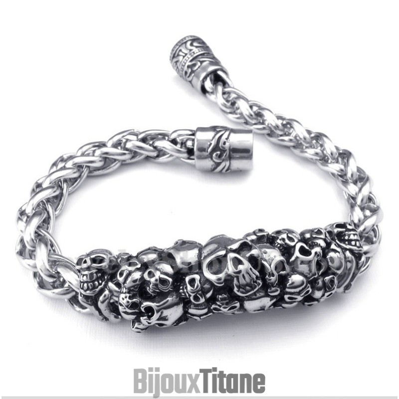 Bracelet Tête De Mort Moulée En Titane Pour Homme Bracelet Tête De Mort Moulée En Titane Pour Homme