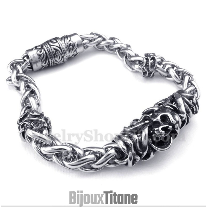 Bracelet Tête De Mort Moulée En Titane Pour Homme Bracelet Tête De Mort Moulée En Titane Pour Homme
