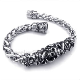 Bracelet Tête De Mort Moulée En Titane Pour Homme