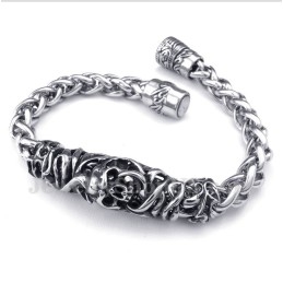 Bracelet Tête De Mort Moulée En Titane Pour Homme