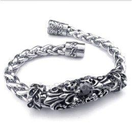 Bracelet Homme En Titane Moulé Et Diamant Noir