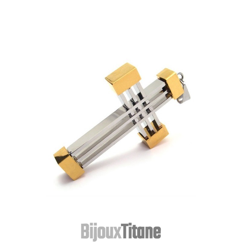 Pendentif Croix Tissée En Titane De Style Nouveau (Doré)