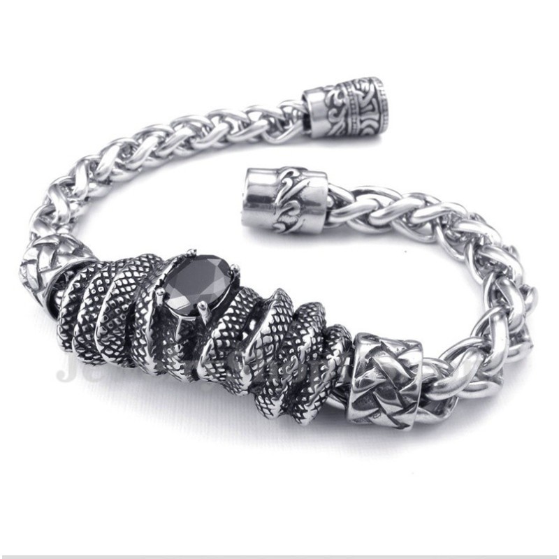 Bracelet Homme En Titane Moulé Et Diamant Noir