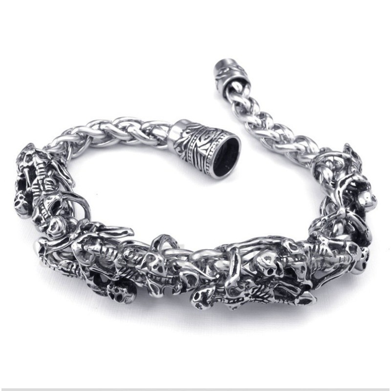 Bracelet Tête De Mort Moulée En Titane Pour Homme Bracelet Tête De Mort Moulée En Titane Pour Homme