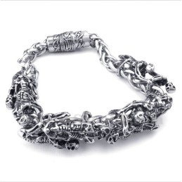Bracelet Tête De Mort Moulée En Titane Pour Homme