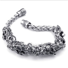 Bracelet Tête De Mort Moulée En Titane Pour Homme