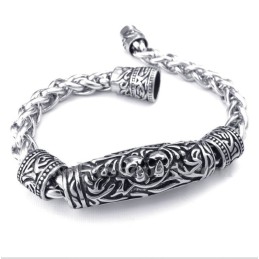 Bracelet Tête De Mort Moulée En Titane Pour Homme