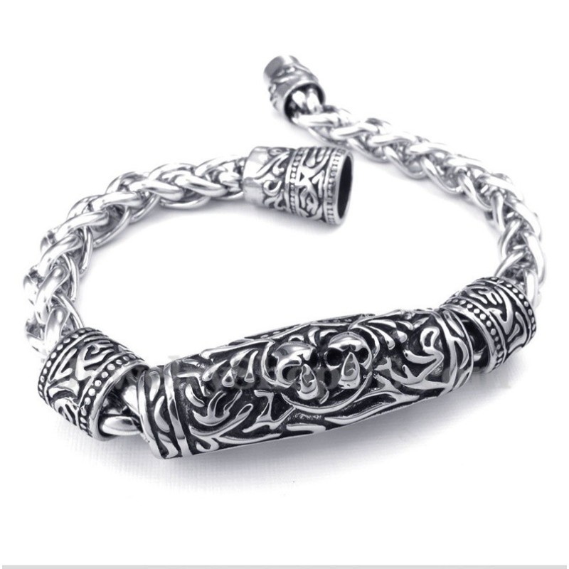 Bracelet Tête De Mort Moulée En Titane Pour Homme Bracelet Tête De Mort Moulée En Titane Pour Homme