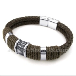 Bracelet En Cuir Et Titane Pour Homme
