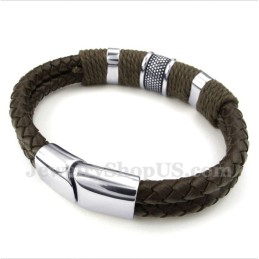 Bracelet En Cuir Et Titane Pour Homme