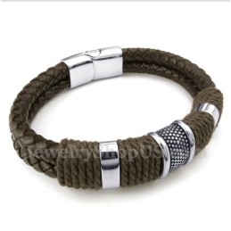 Bracelet En Cuir Et Titane Pour Homme