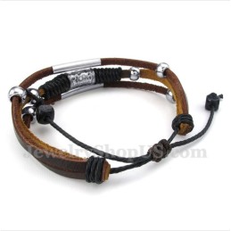 Bracelet En Cuir Et Titane Pour Homme