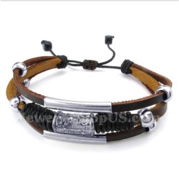 Bracelet En Cuir Et Titane Pour Homme