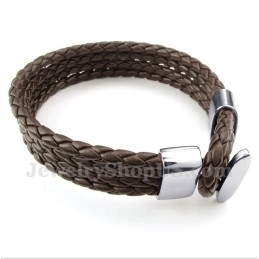 Bracelet En Cuir Et Titane Pour Homme