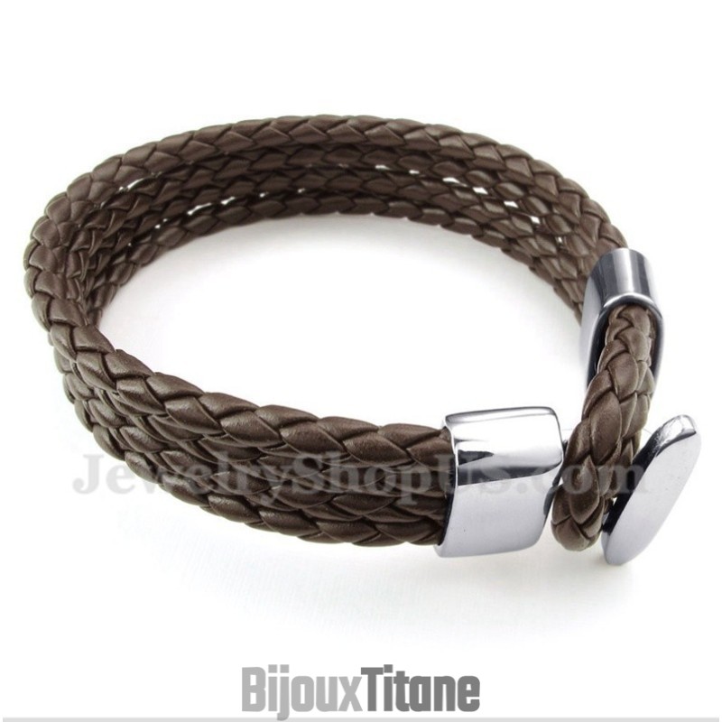 Bracelet En Cuir Et Titane Pour Homme Bracelet En Cuir Et Titane Pour Homme