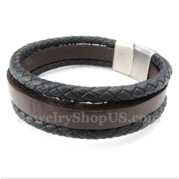 Bracelet En Cuir Et Titane Pour Homme