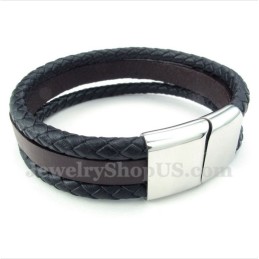 Bracelet En Cuir Et Titane Pour Homme