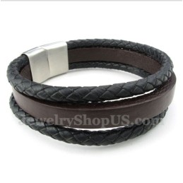 Bracelet En Cuir Et Titane Pour Homme