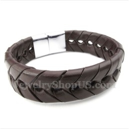 Bracelet En Cuir Et Titane Pour Homme