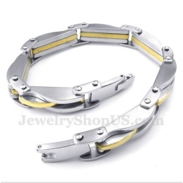 Bracelet Homme En Titane Et Or Avec Vagues